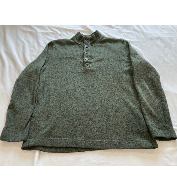 Telluride Clothing Company Other - Telluride Clothing Co Mens M Green Marl Fleece Lined Button Mock Neck Sweater